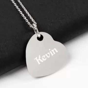 Collana cuore invertito in argento 925 con personalizzazione di testo