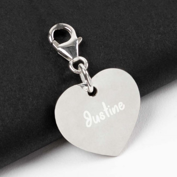 Ciondolo cuore argento 925/000 inciso con gancio clip