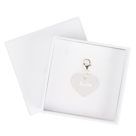 Ciondolo cuore personalizzato in argento con gancio moschettone Ciondolo cuore personalizzato in argento con gancio moschettone