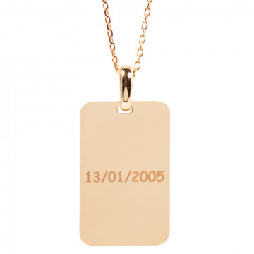 Grande pendente rettangolare placcato oro con incisione foto e testo