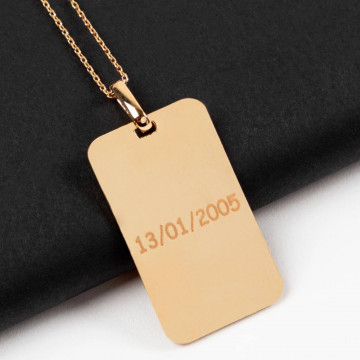 Grande 18 carati oro placcato collana rettangolo per personalizzare