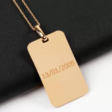 Grande 18 carati oro placcato collana rettangolo per personalizzare