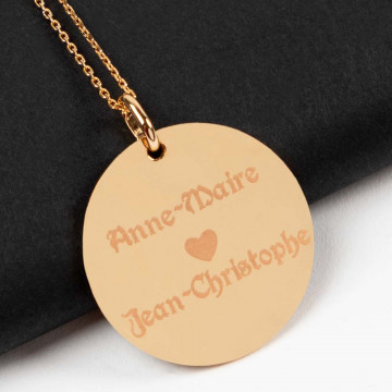 Collana rotonda grande personalizzata placcata in oro giallo 18 carati