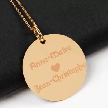 Collana rotonda grande personalizzata placcata in oro giallo 18 carati