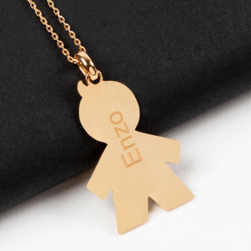 Collana inciso piccolo ragazzo in oro giallo 18 carati placcato