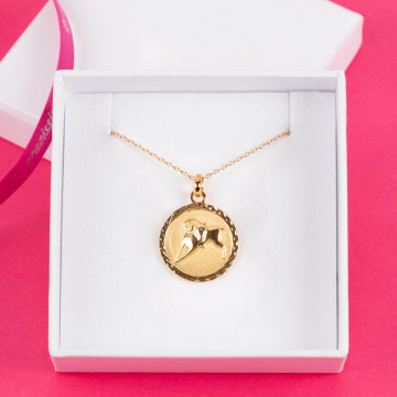 18K oro placcato collana segno zodiacale personalizzato con testo inciso