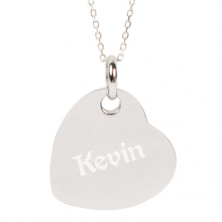 Collana cuore invertita in argento 925/000 con testo inciso Collana cuore invertita in argento 925/000 con testo inciso