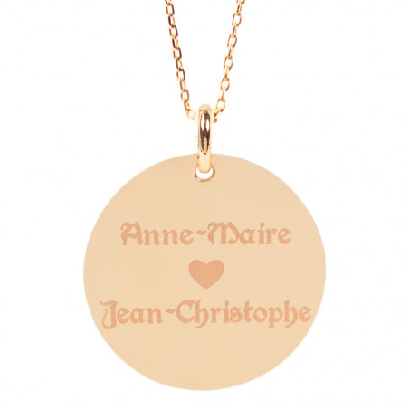 Grande collana rotonda in oro placcato con incisione personalizzata