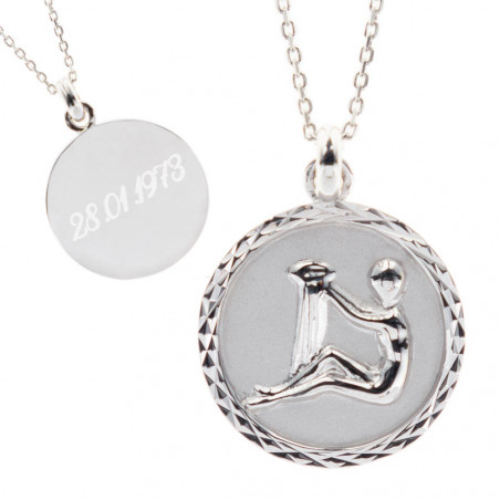 Collana di Zodiac Acquario argento personalizzato Collana di Zodiac Acquario argento personalizzato