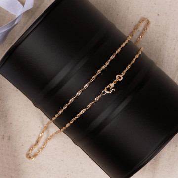 Collana catena 50 cm con cuciture Singapore in oro giallo 18 carati placcato