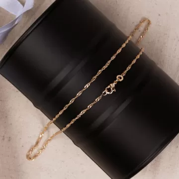 Collana catena 50 cm con cuciture Singapore in oro giallo 18 carati placcato