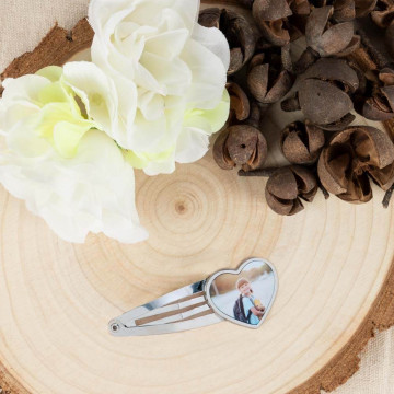 Fermaglio per capelli a forma di cuore con foto personalizzata