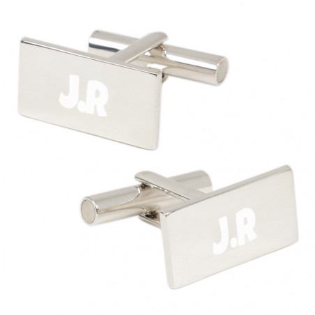 Gemelli rettangolari in argento con incisione