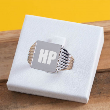 Anello con sigillo in argento massiccio originale personalizzato con incisione