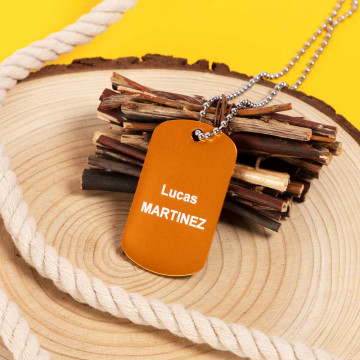Cane tag caramello personalizzato con incisione di testo