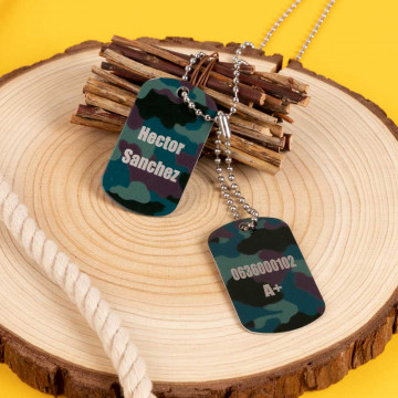 Doppia colletto militare personalizzabile - Dog Tag mimetico