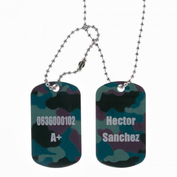 Collana dog tag doppia mimetica personalizzata con incisione