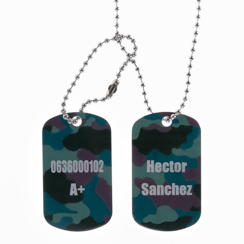 Collana dog tag doppia mimetica personalizzata con incisione