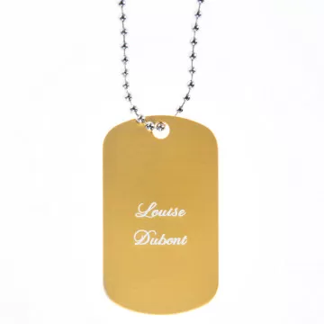 Collana dog tag dorata personalizzata con incisione