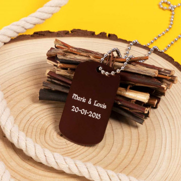 ID Tag militare personalizzato colore marrone - Incisione del testo
