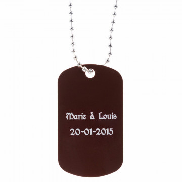 Collana dog tag marrone personalizzata con incisione