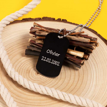 Dog tag militare nero personalizzabile - Piatto militare nero inciso