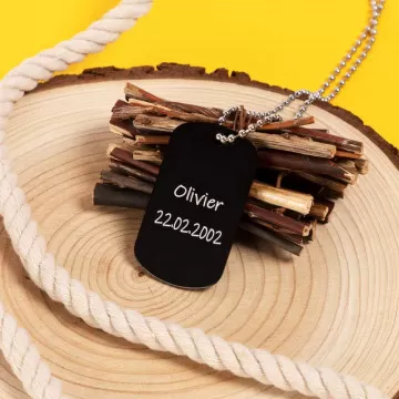 Dog tag militare nero personalizzabile - Piatto militare nero inciso