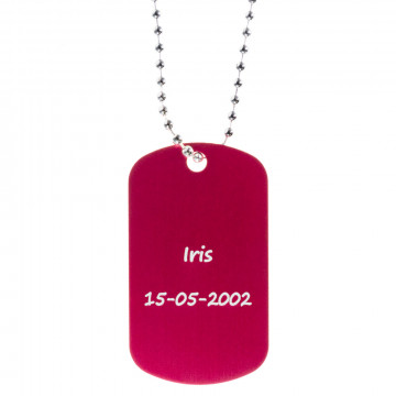 Collana dog tag rossa personalizzata con incisione