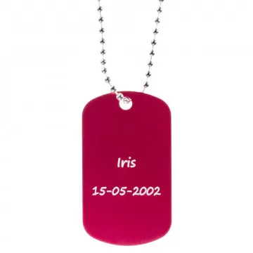Collana dog tag rossa personalizzata con incisione
