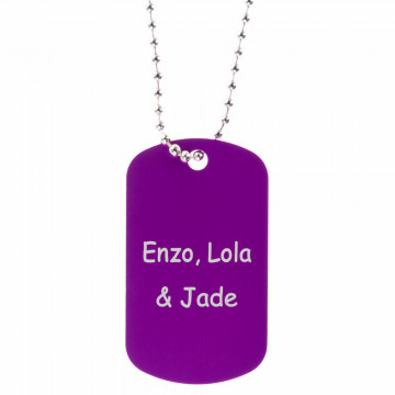 Collana dog tag viola personalizzata con incisione
