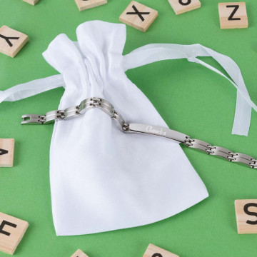 Bracciale personalizzato in acciaio inossidabile con doppio gancio - Bracciale da uomo inciso