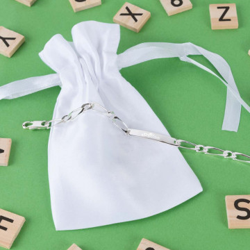 Gourmette in argento personalizzata - Maglia Figaro e incisione del testo