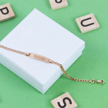 Bracciale per bambini personalizzabile placcato oro 18 carati - Incisione testo