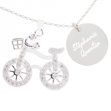 Collana in bicicletta personalizzata testo
