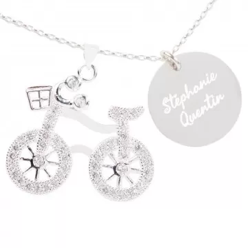 Collana in bicicletta personalizzata testo