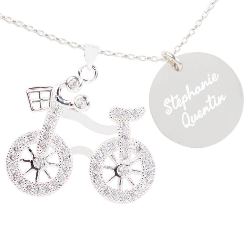 Collana in bicicletta personalizzata testo