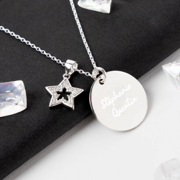 Collana a stella d'argento con nome inciso