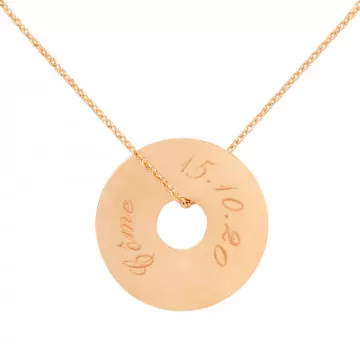 Collana in disco placcato oro 18 carati inciso