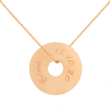 18 carati oro placcato collana di dischi con incisione di testo