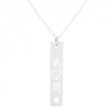 Collana in argento 925 con pendente cuore e iniziali personalizzate