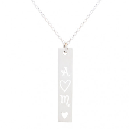 Collana di placca verticale argento con iniziale personalizzato Collana di placca verticale argento con iniziale personalizzato