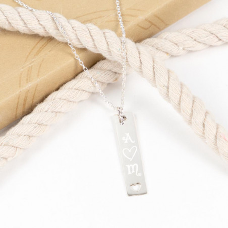 Piatto verticale pendente in argento iniziale personalizzato Piatto verticale pendente in argento iniziale personalizzato