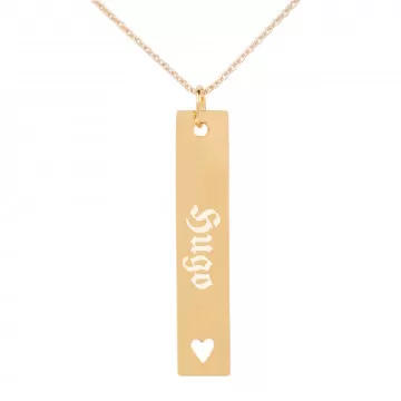 Collana cuore verticale placcato oro e inciso