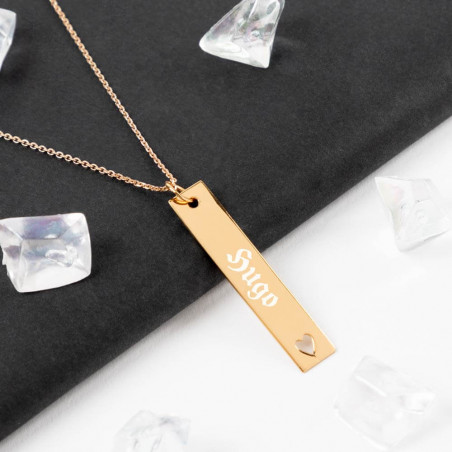 Collana personalizzabile con placca a cuore verticale placcata oro Collana personalizzabile con placca a cuore verticale placcata oro