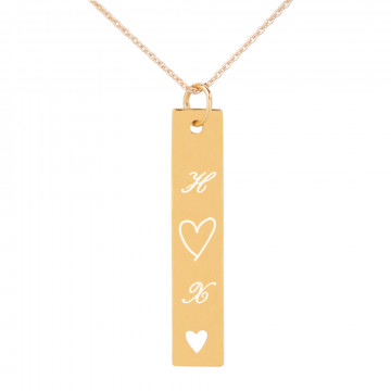 Collana con placca cuore iniziale placcata oro