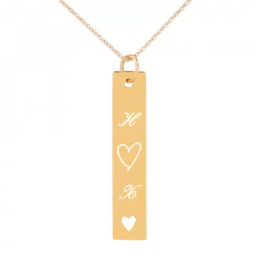 Collana con placca cuore iniziale placcata oro