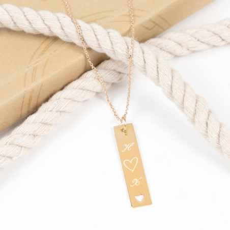 Collana placca cuore placcata oro con personalizzazione iniziale