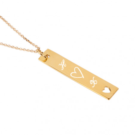 Collana di placca del cuore iniziale in oro personalizzabile placcato