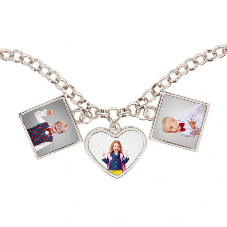 bracciale 3 foto cuore e quadrato bracciale 3 foto cuore e quadrato