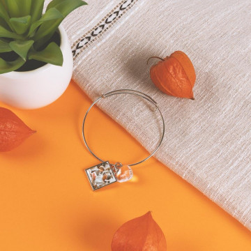 Bracciale quadrato personalizzato con medaglione di cuore